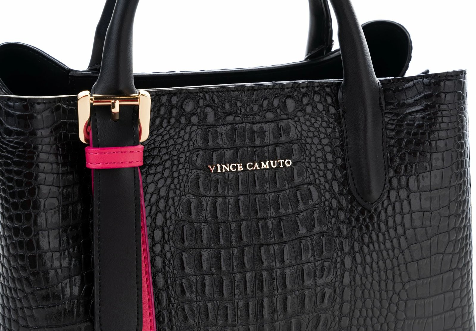 Çantë dore Vince Camuto Rome, krokodil e zezë