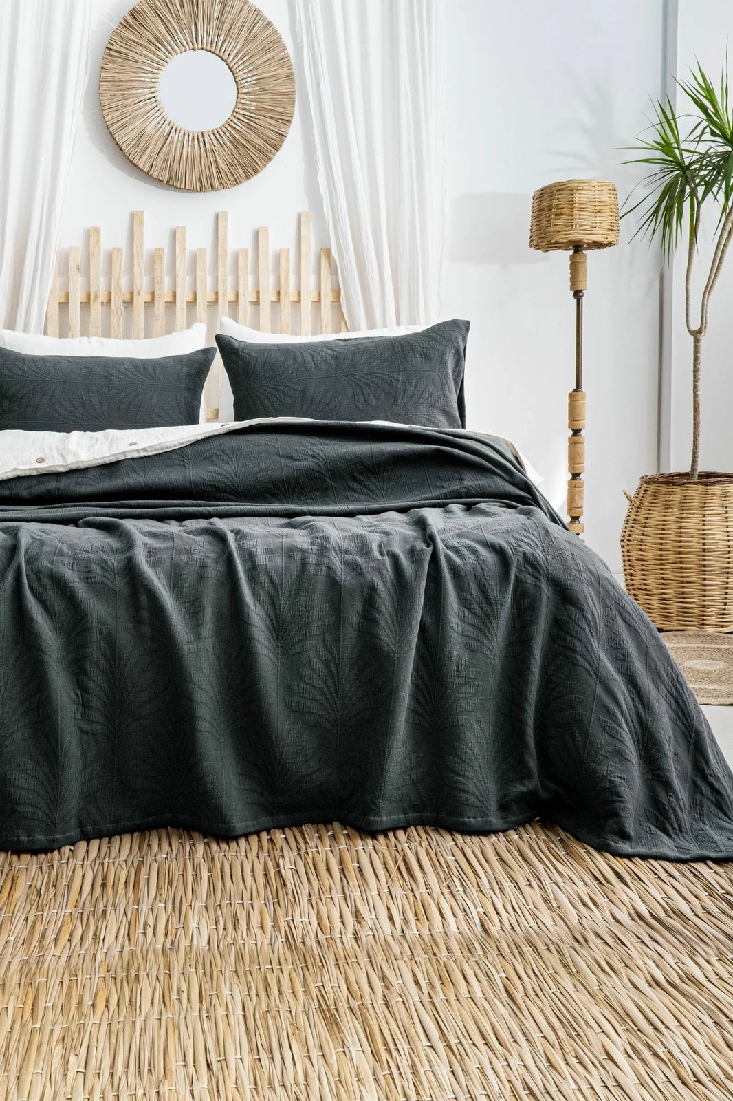 Set mbulesë dysheku dopio Silvia, ngjyrë antracit, L'essentiel