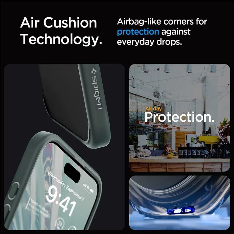 Mbështjellës Spigen Ultra Hybrid për iPhone 15 Pro Max, Gjelbër e errët