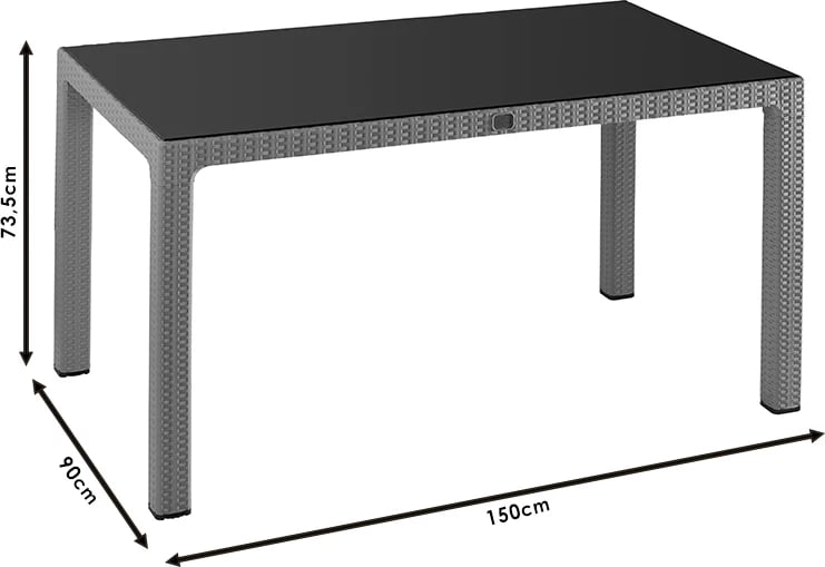 Tavolinë Explore me mbrojtje UV PP ngjyrë kafe 150x90x73.5cm