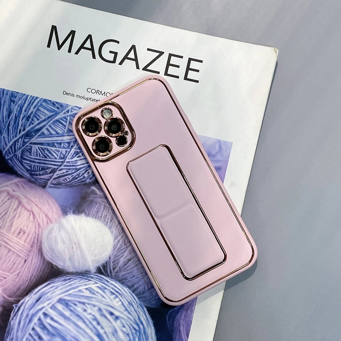 Mbështjellës Hurtel New Kickstand Case për iPhone 12 Pro, me qëndrim, rozë