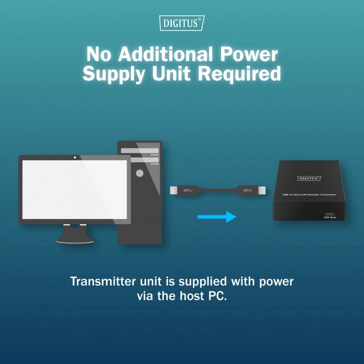 Set extender USB Digitus DA-73121, 3x USB-A, 1x USB-C, RJ45, 100m, i zi