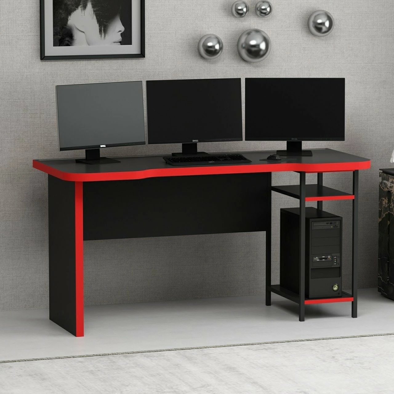 Tavolinë gaming Skye Decor Phoenix 8, e zezë, e kuqe