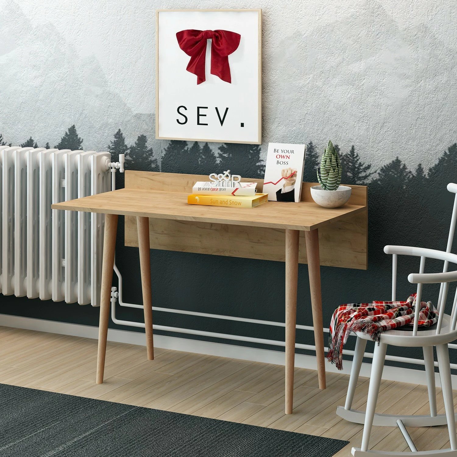 Tavolinë studimi Hanah Home, Imma, ngjyrë lisi