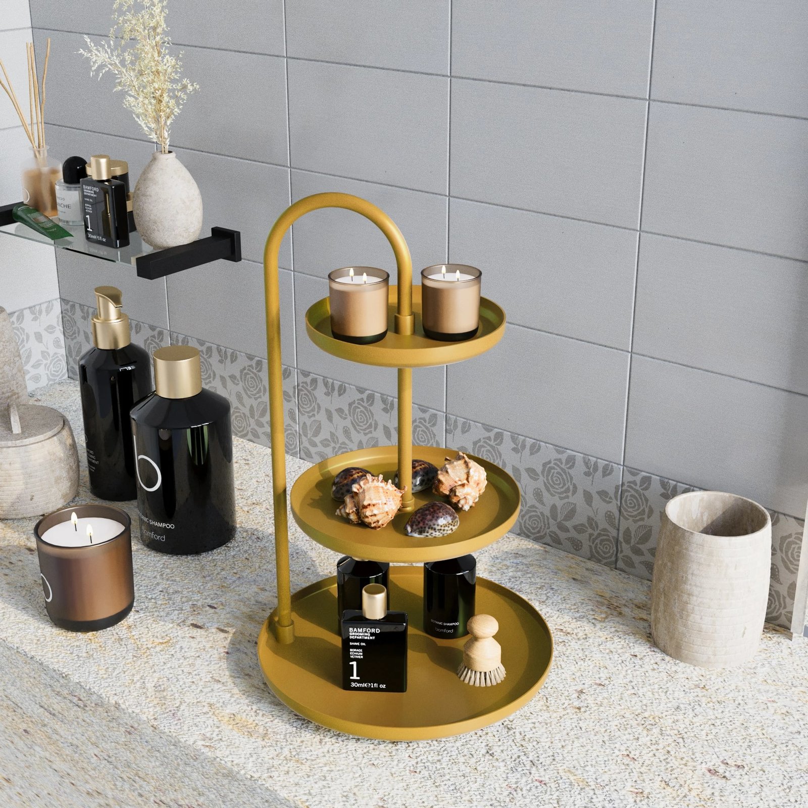 Aksesor dekorativ metalik, dizajn Aberto, ngjyrë ari, Kalkı-B