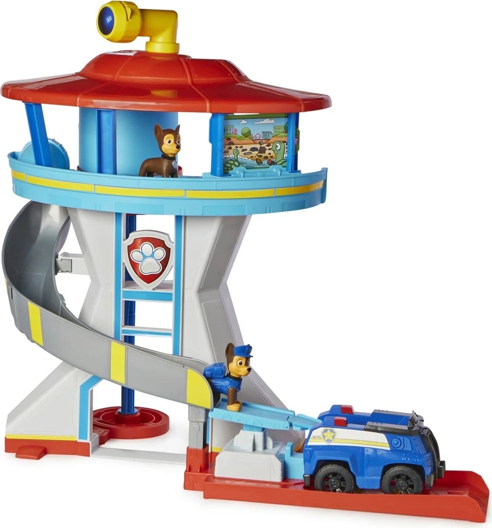 Set lojërash PAW Patrol Lookout Tower me lëshues makine, 2 figura Chase, policia dhe aksesorë, shumëngjyrësh