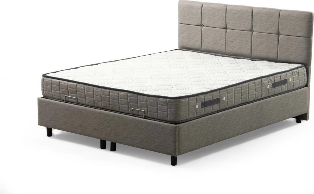 Baza dhe shtrati dopio me shpinore, ngjyrë gri e çelët, Skye Decor, Vitalia 160x200