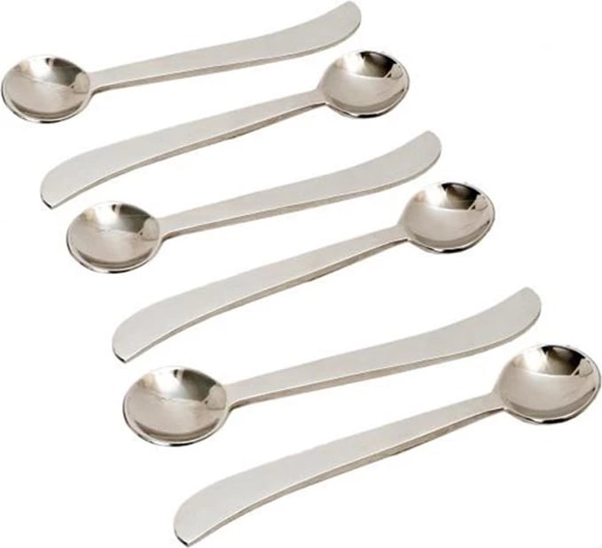 Set lugësh ëmbëlsirash CURVE, 6 copë, çelik, argjend, 13x3x1 cm