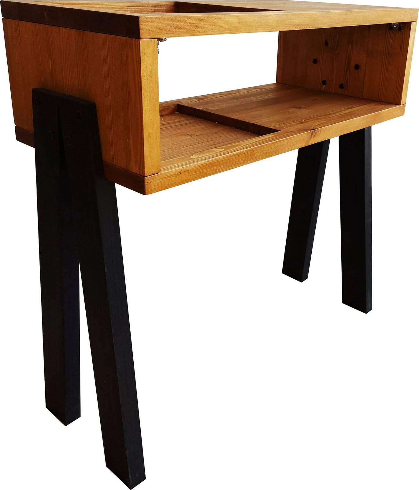 Mbajtëse për gramafon, Skye Decor, CPT2012-80, ngjyrë teak dhe e zezë