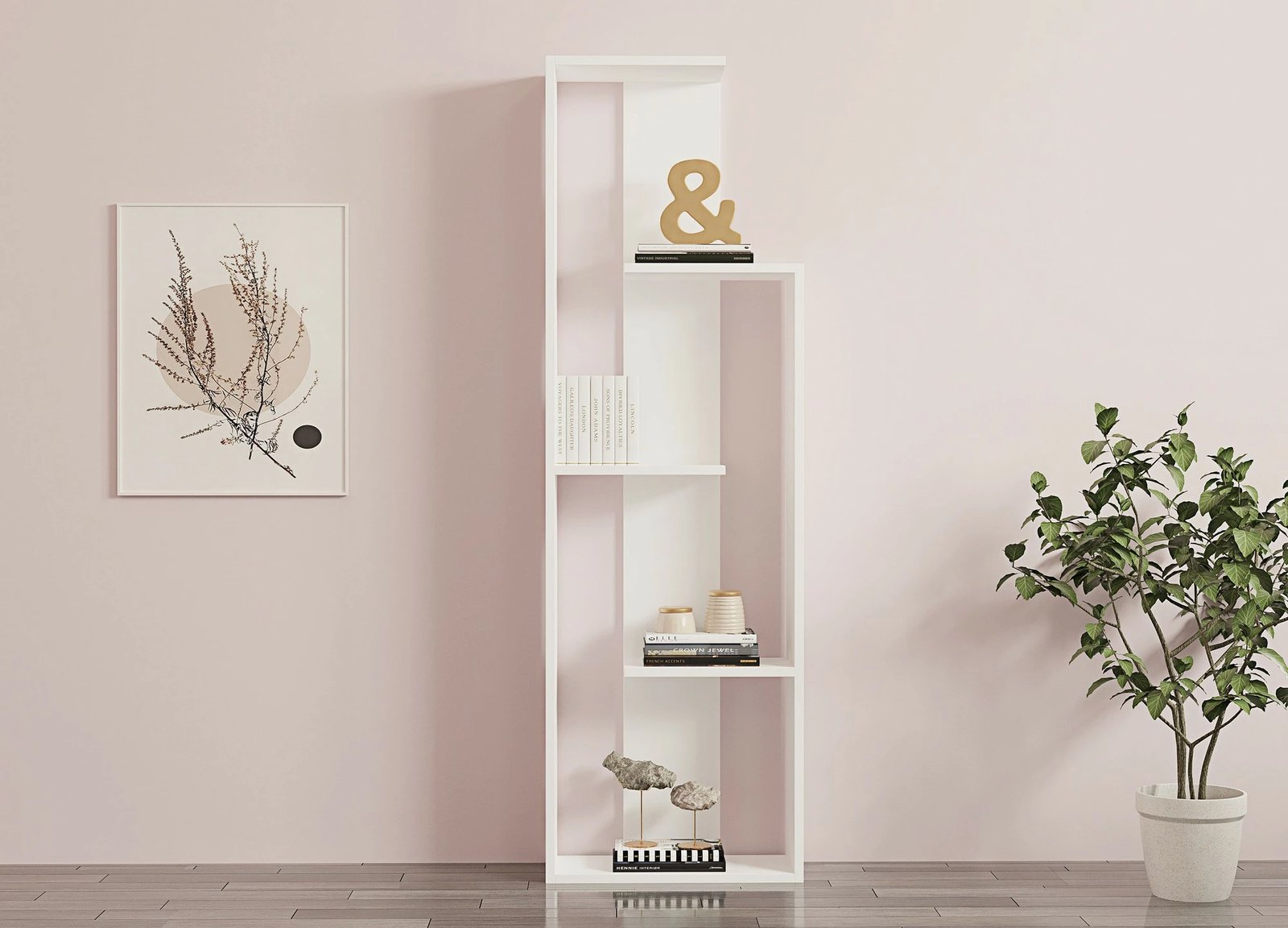 Raft librash Hanah Home, Wand, i bardhë