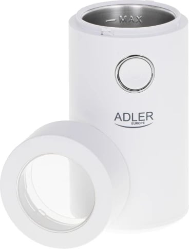 Mulli kafeje Adler AD 4446, 150 W, kapacitet 75 g, kapak transparent me bllokim sigurie, e bardhë/argjendtë Mulli kafeje Adler AD 4446, 150 W, kapacitet 75 g, kapak transparent me bllokim sigurie, e bardhë/argjendtë