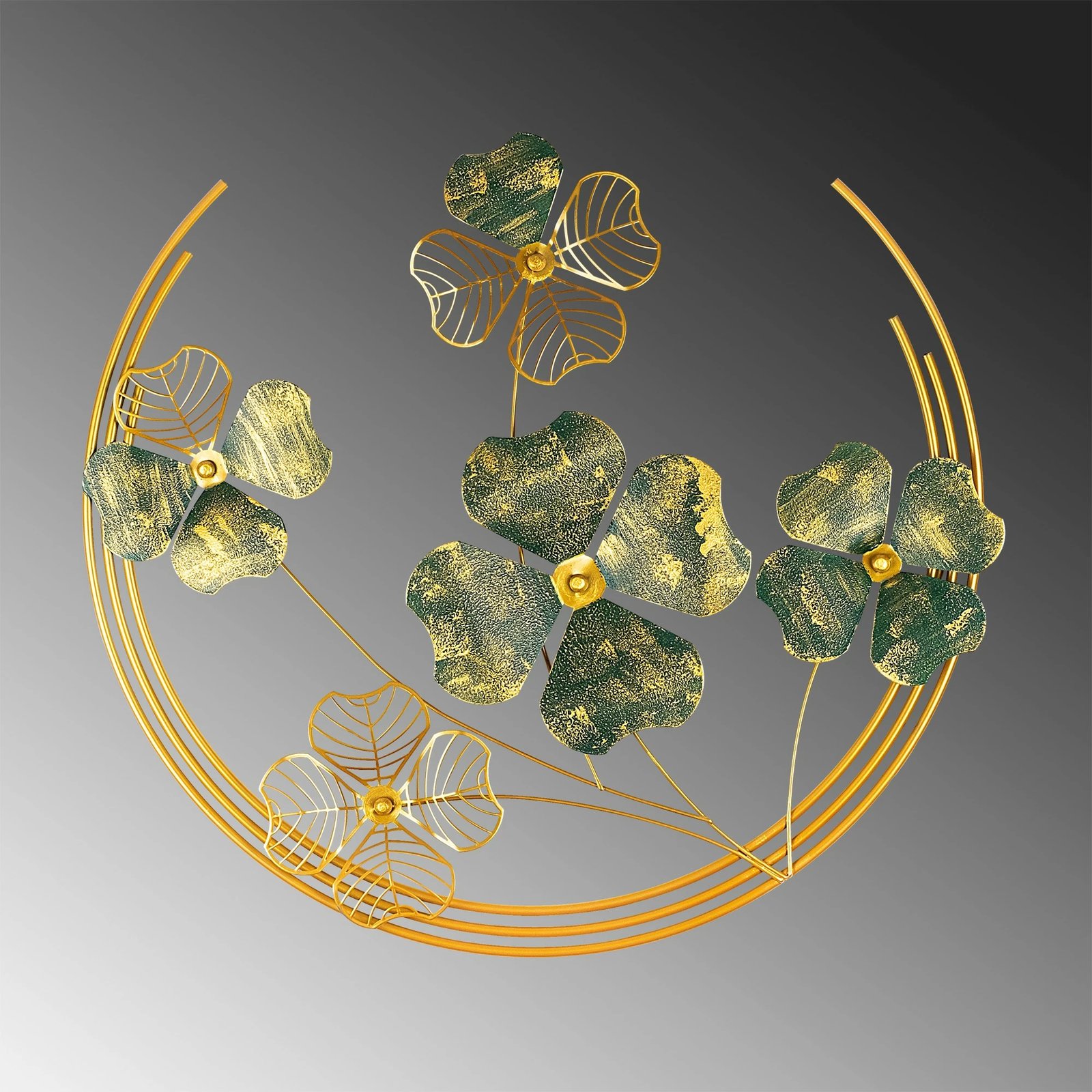 Aksesor dekorativ metalik për mur, Wallity, Haiyang, ngjyrë e gjelbër dhe ari, 70x70x5cm