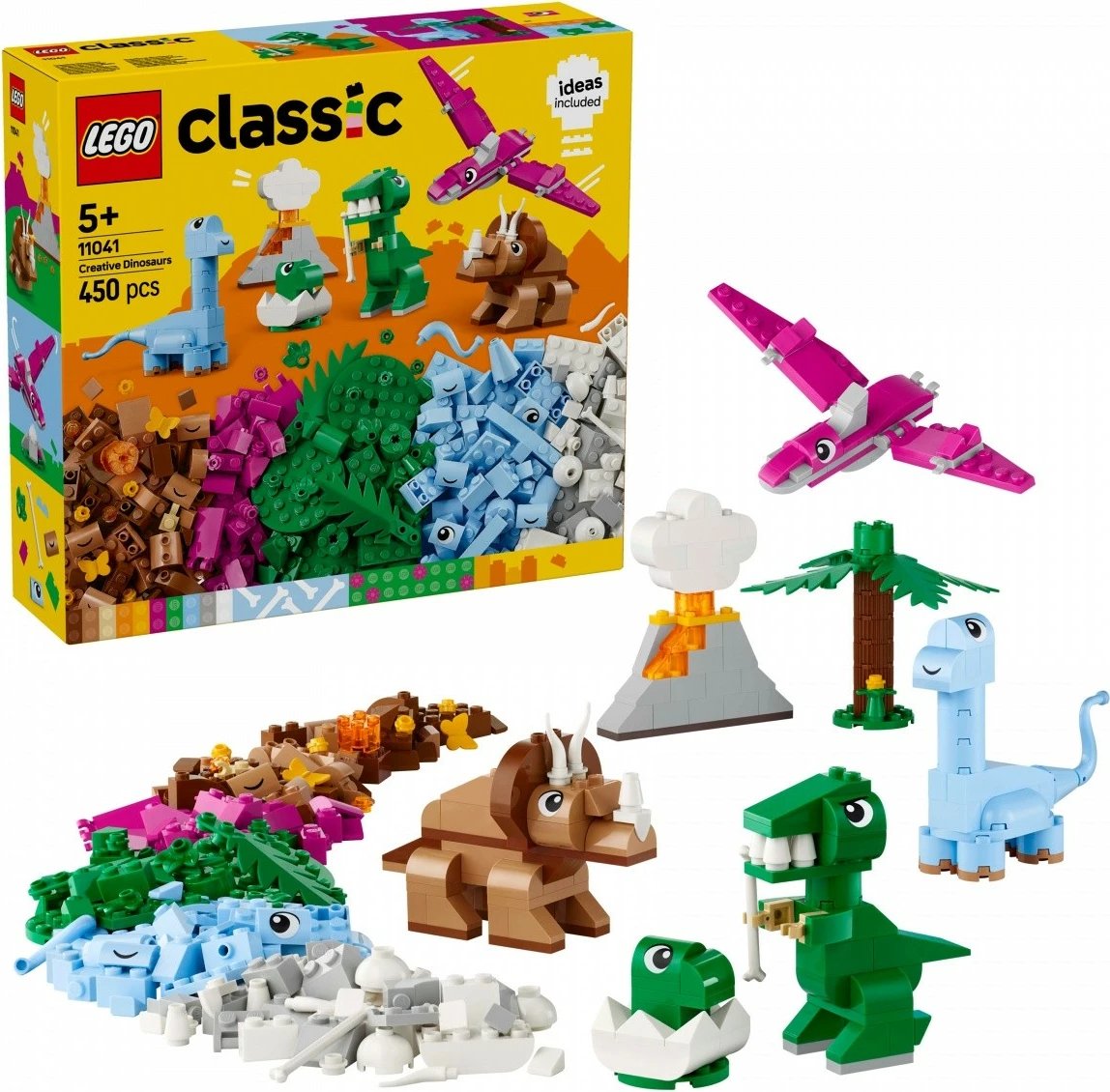 Set LEGO Classic Creative Dinosaurs 11041, 450 pjesë, plastikë, shumëngjyrëshe Set LEGO Classic Creative Dinosaurs 11041, 450 pjesë, plastikë, shumëngjyrëshe