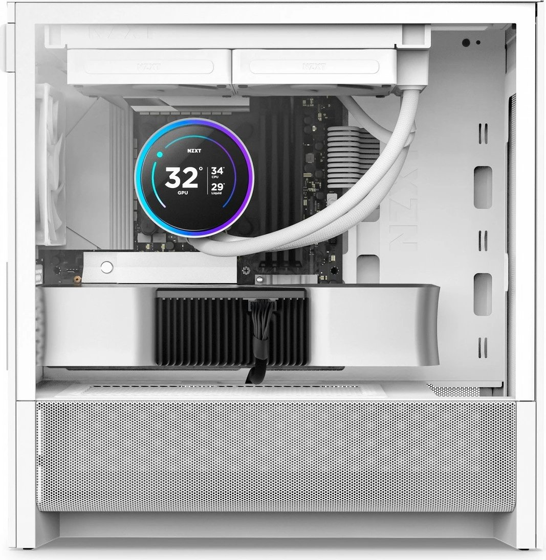 Kasë NZXT H3 Flow CC-H31FW-01 mATX Mini Tower, për pllakë amë mATX/Mini‑ITX, panel xhami i temperuar, USB‑C, deri 7 ftohës, pa PSU, e bardhë