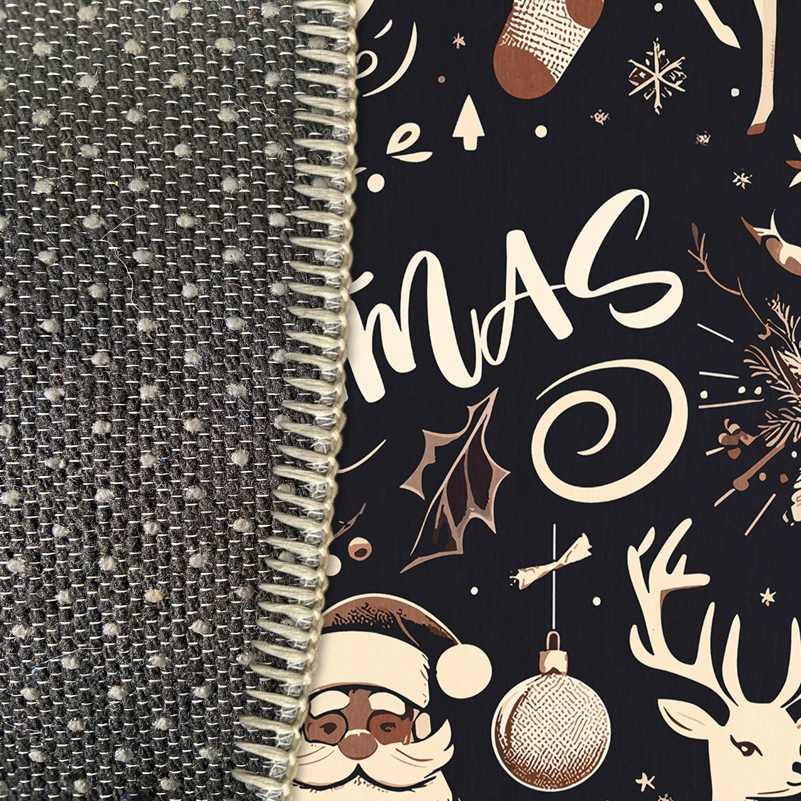 Qilim i rrumbullakët, dizajn Krishtlindjesh, shumëngjyrësh, 130x130cm, Woobtny0508