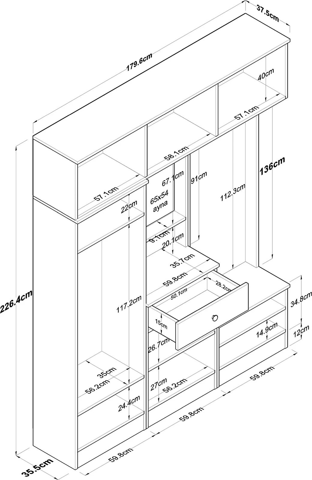 Stendë korridori Hanah Home, EA108 - 2570, e bardhë
