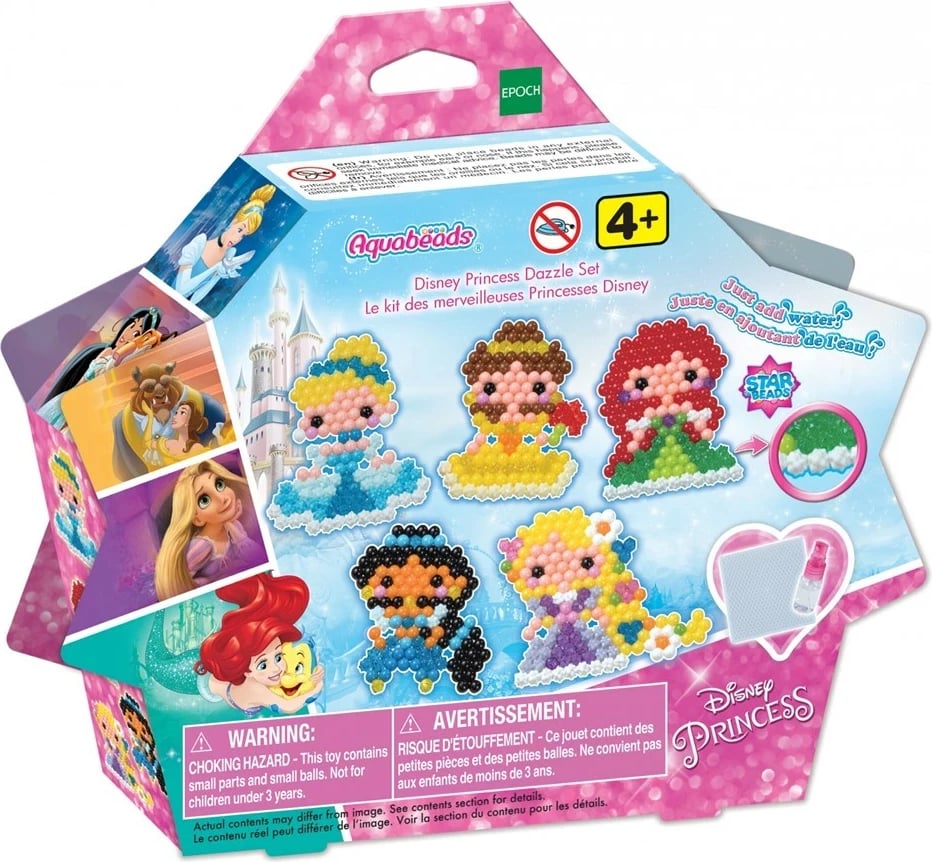 Set rruaza kreative Aquabeads EPOCH 31606, Disney Princess Dazzle, shumëngjyrëshe