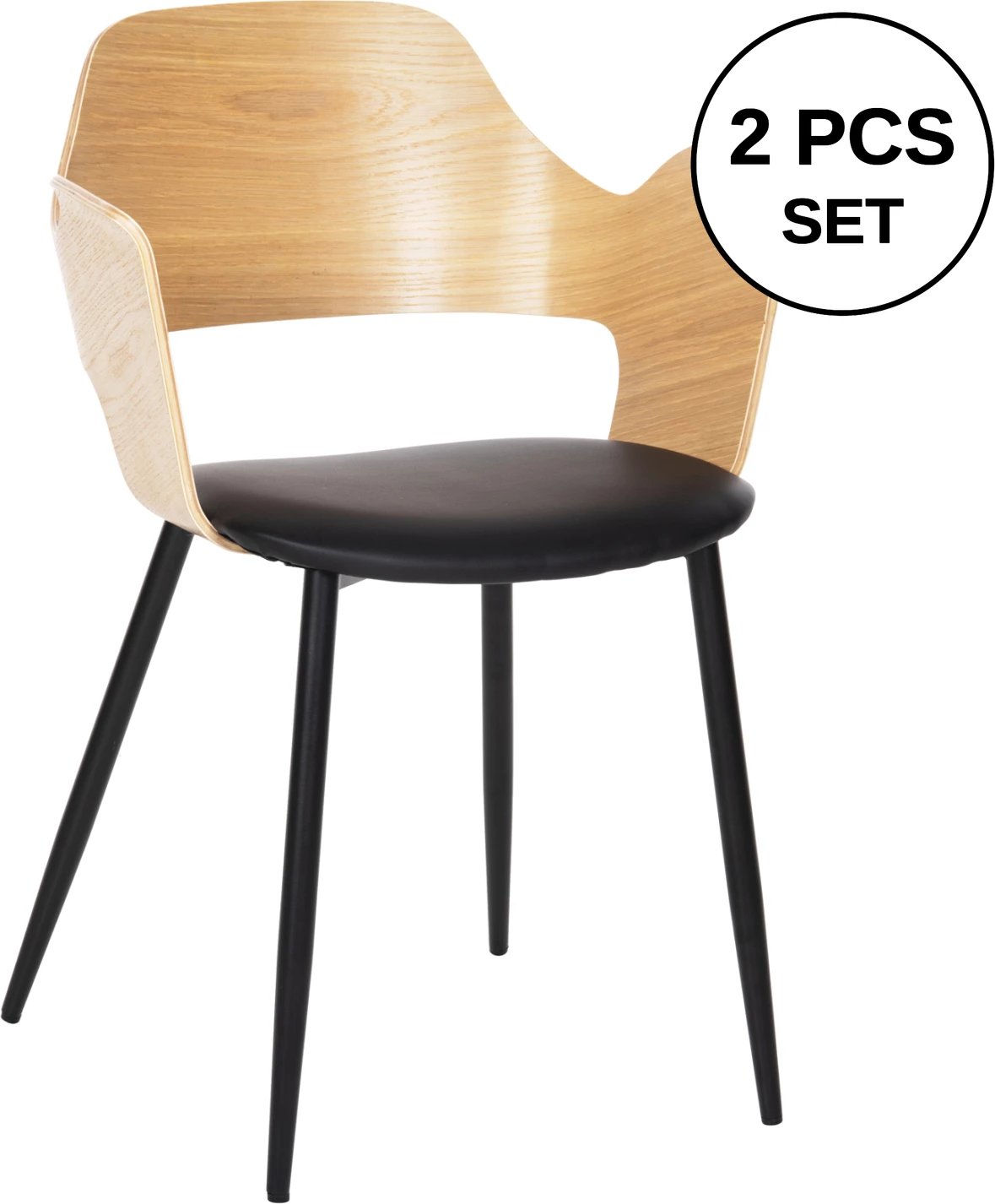 Karrige ngrënieje VELP FH9616.01 dru natyral-zi PU-këmbë metalike të zeza 55,5x50x79H cm., set prej 2 copë