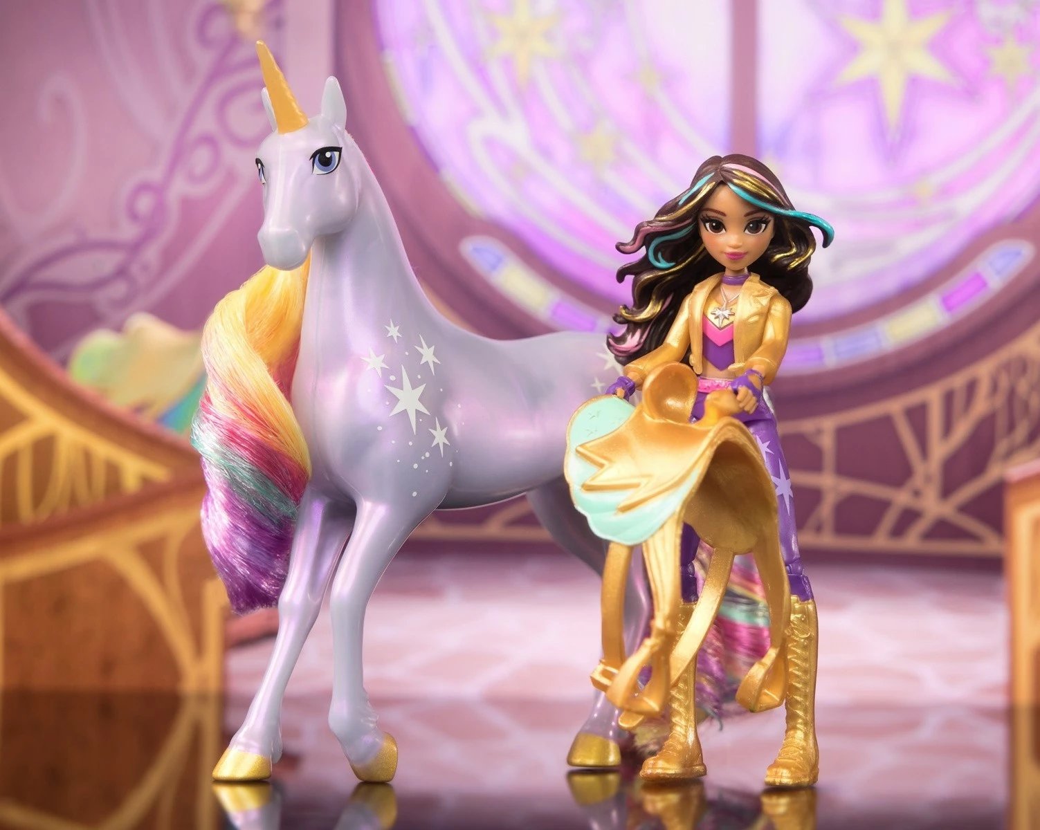 Set lodrash Unicorn Academy Spin Master Sophia dhe Star, 11 cm + 13 cm, shumëngjyrëshe