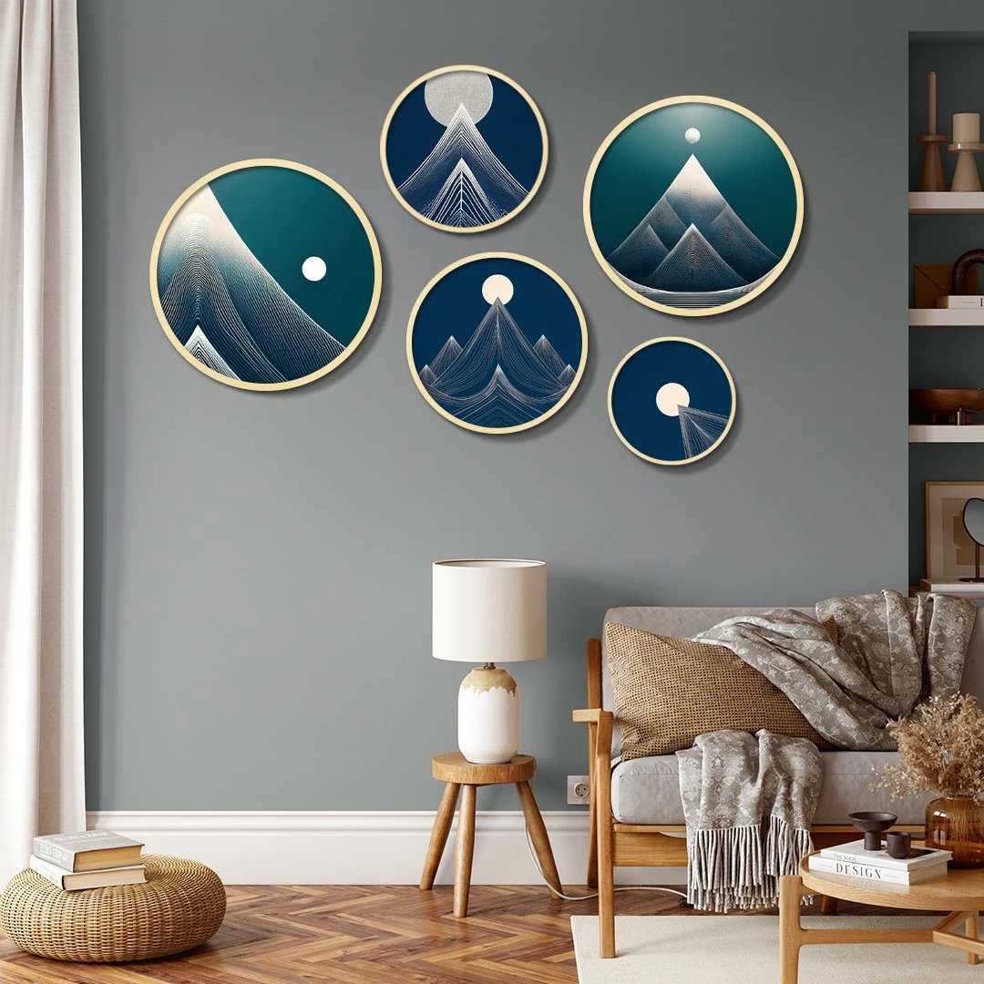 Set pikturash dekorative me kornizë MDF (5 copë), Wallity, Yats-33