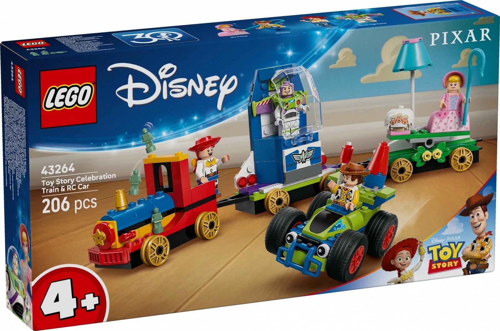 Set LEGO Disney Toy Story 43264, tren tematik me 206 pjesë dhe 4 figurina