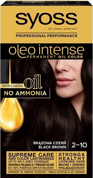 Ngjyrë flokësh për femra Syoss Oleo Intense 2-10 Brown Black, 1 copë