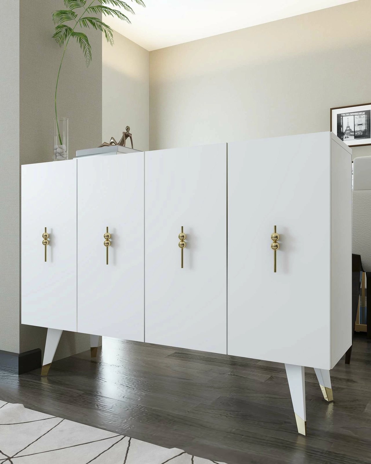 Konsol Skye Decor, e bardhë, e artë, 8167KM-32