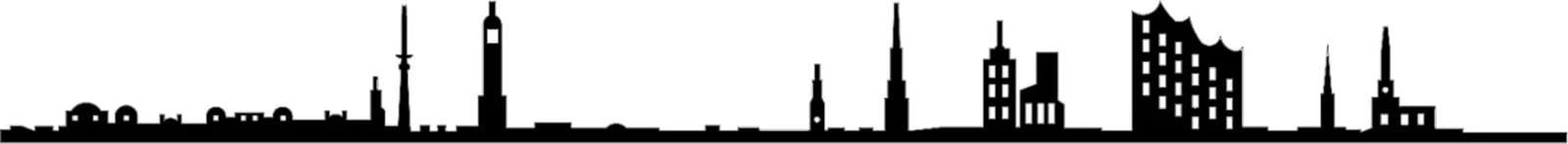 Aksesor muri dekorativ prej metali, Hamburg Skyline, ngjyrë e zezë