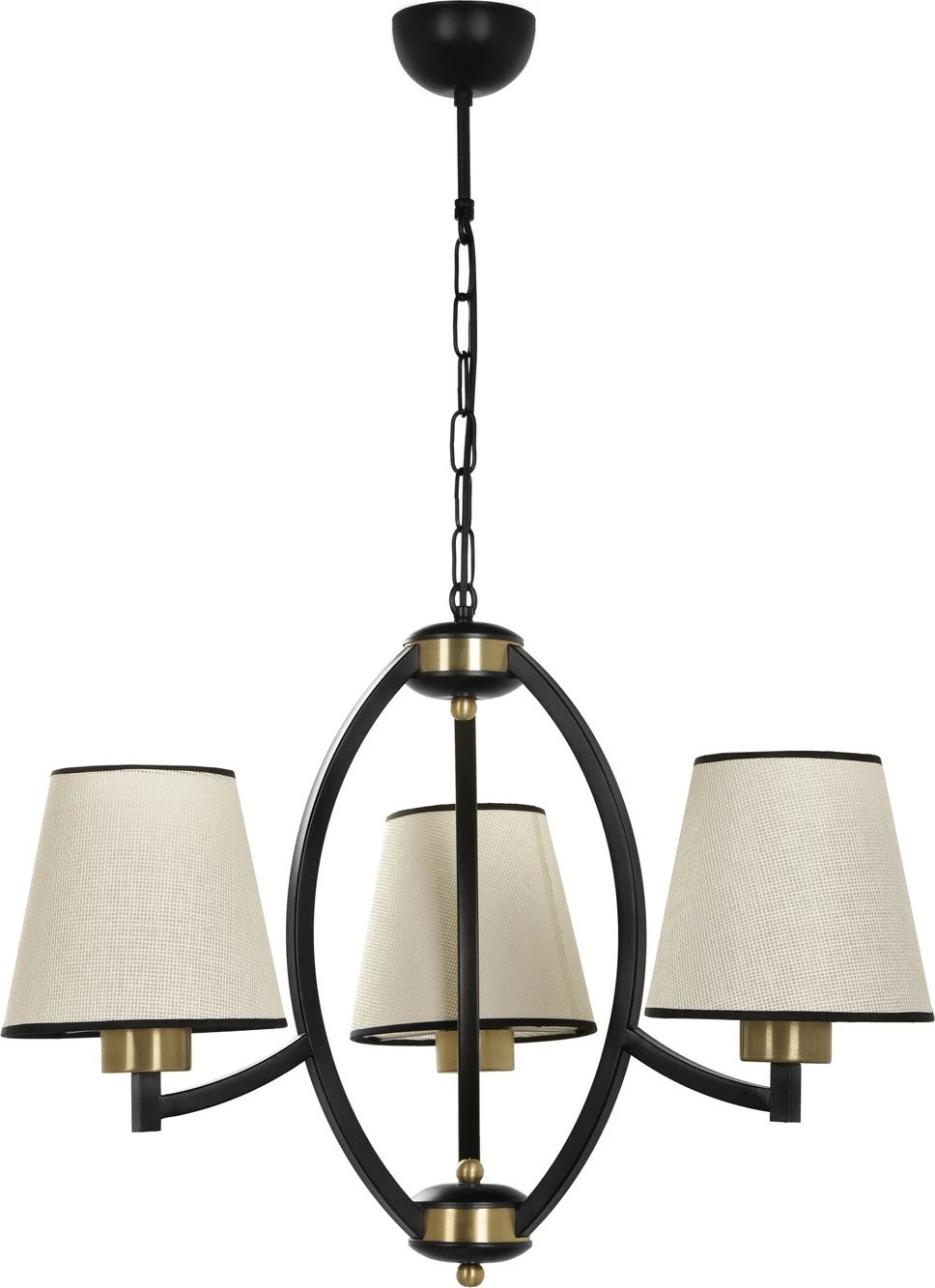 Llambë tavani Opviq Paul, 3 drita, e zezë, abazhure hasiri, ngjyrë bezhë/ari