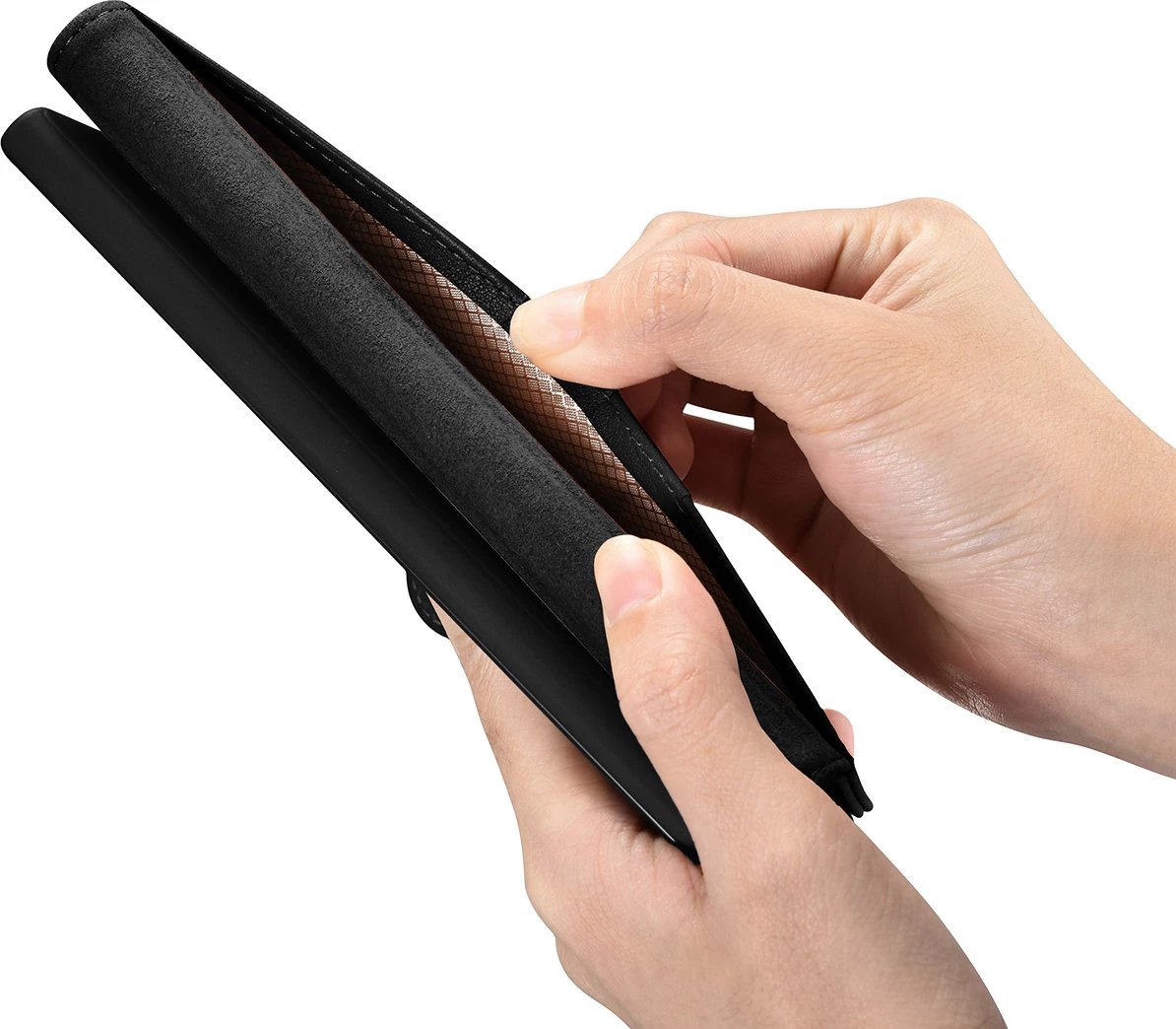 Mbështjellës iCarer Haitang Wallet për Samsung Galaxy S23, lëkurë, i zi