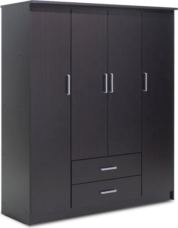 Dollap Olympus me 4 dyer e sirtarë, ngjyrë wenge, 159x57x183 cm