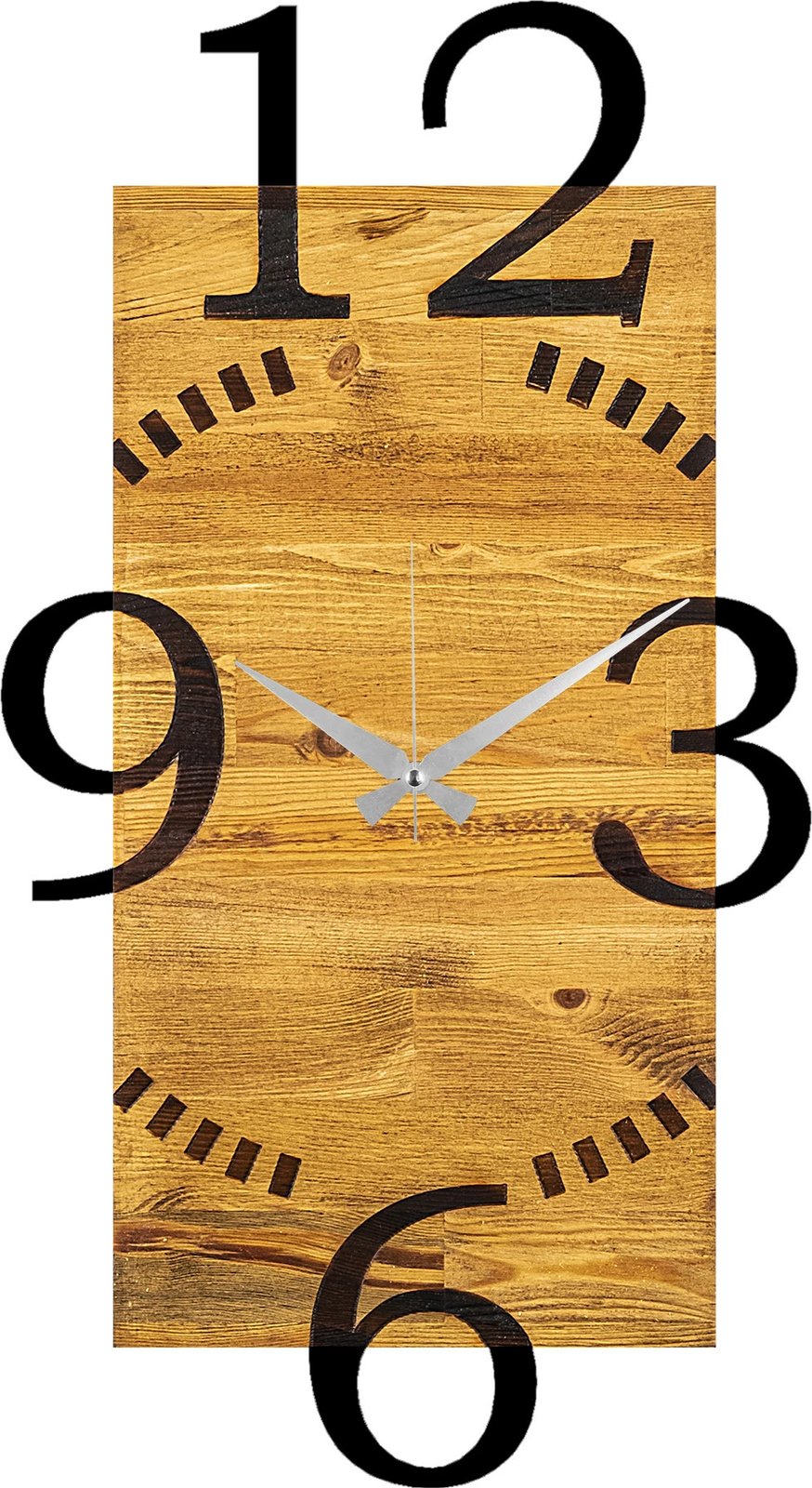 Orë muri dekorative prej druri, Wallity, ngjyrë arre dhe e zezë, 41x3x74cm