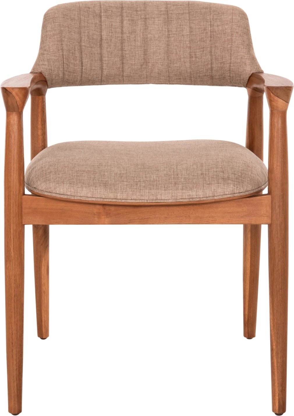 Karrige me krahë JAMES, dru tik natyral, material shampanjë, 57x52x76cm