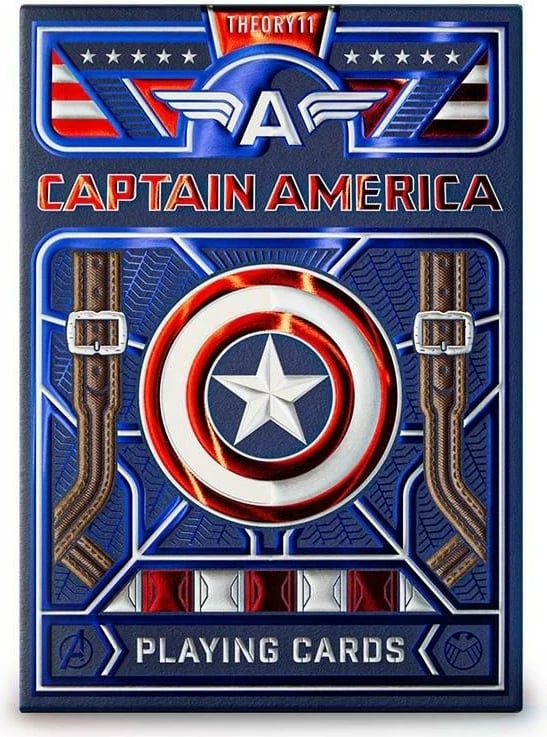 Karta loje Bicycle Captain America Theory 11, 52+4, Marvel, Blu e kuqe