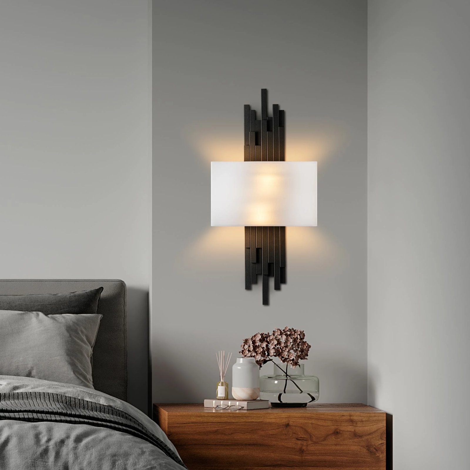 Llambë muri Opviq, Axıs - 15101, metal dhe pëlhurë, e zezë dhe e bardhë