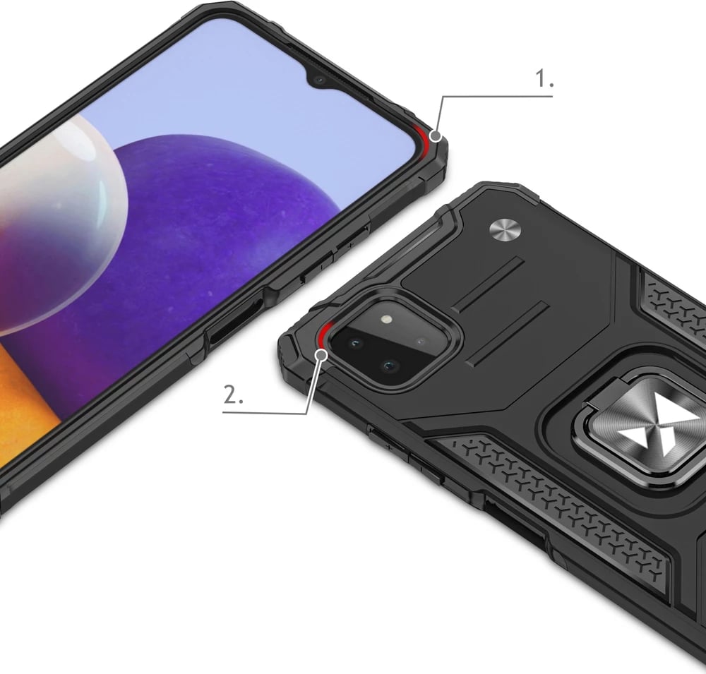 Mbështjellës Wozinsky Ring Armor me këmbëz, për Samsung Galaxy A22 4G, Kuq