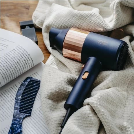 Tharëse flokësh, Adler, AD 2280, 1800 W, 2 shpejtësi 3 temperatura, me koncentrator, gold/navy blue