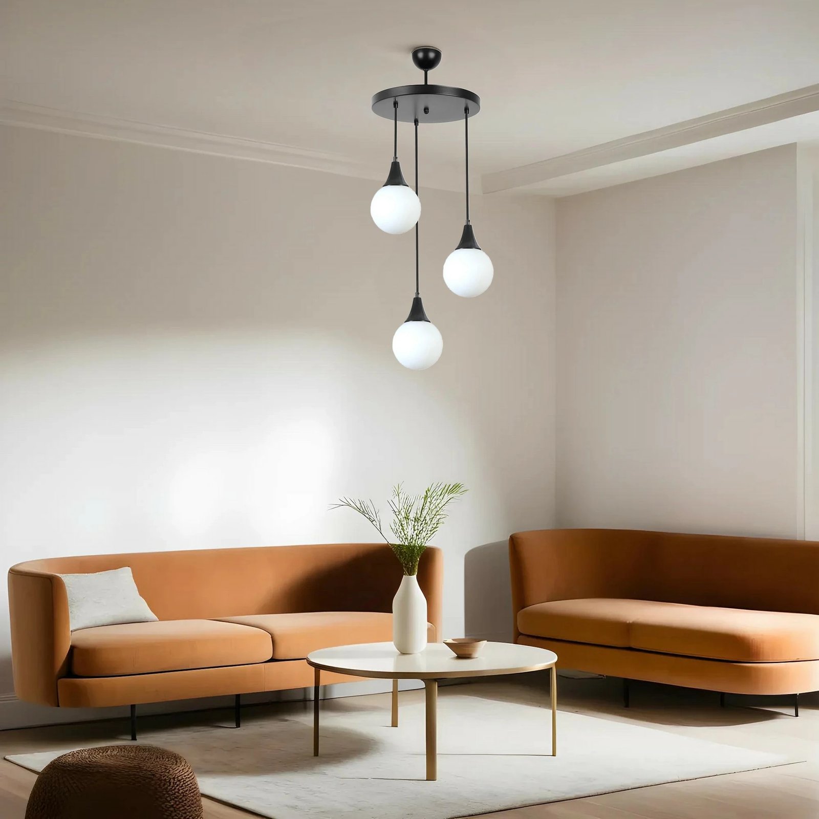 Llambadar Opviq, 8812-3, metal e xham, ngjyrë e zezë dhe e bardhë, lartësi e rregullueshme, D30x70cm