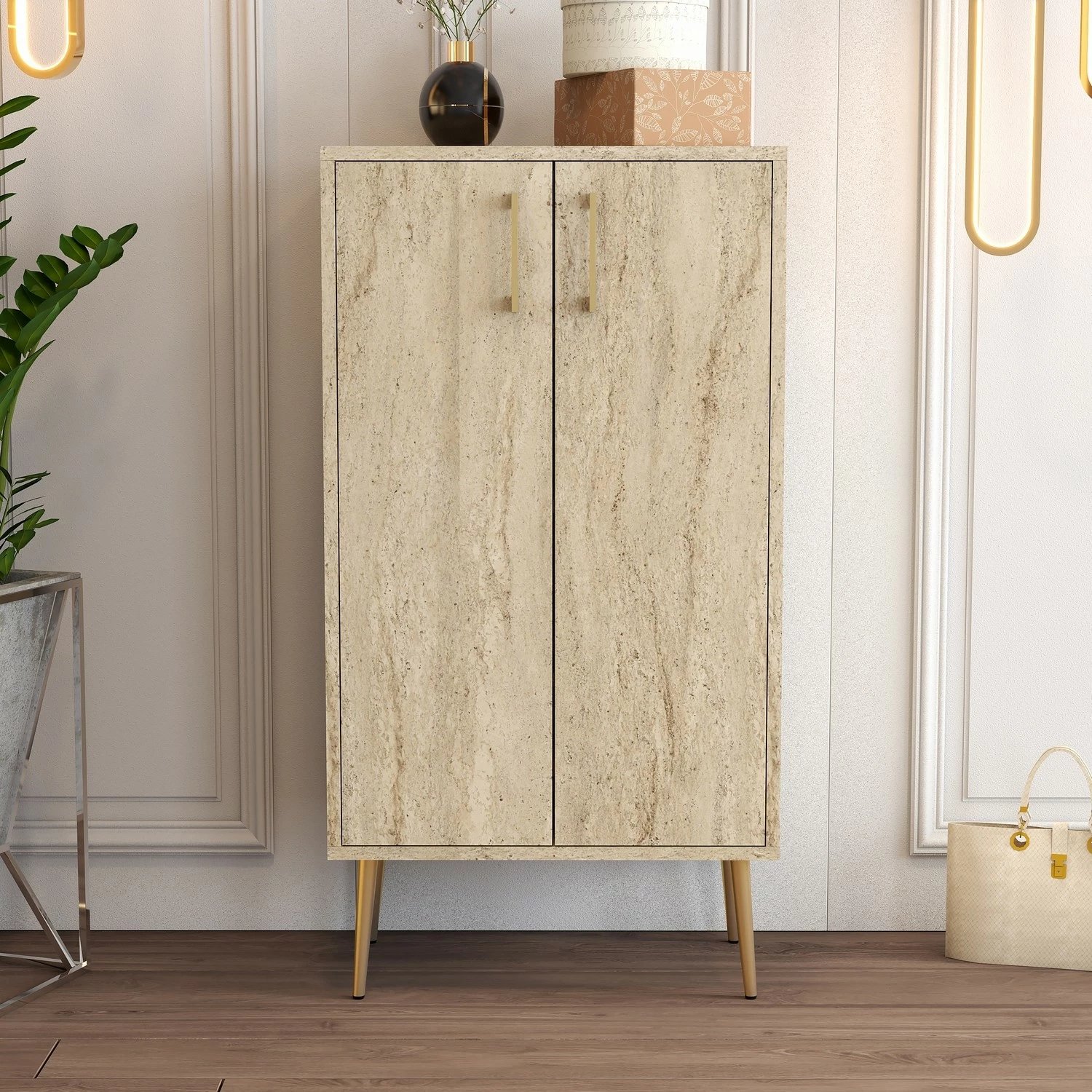 Dollap këpucësh Skye Decor, travertin