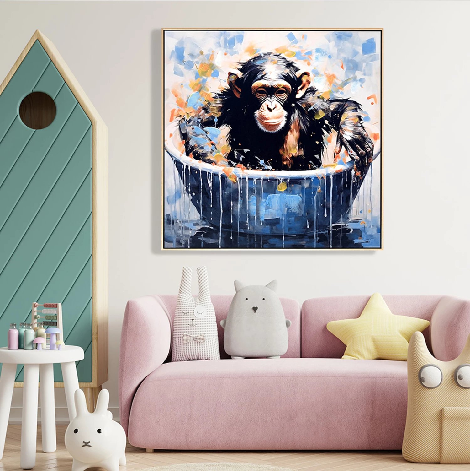 Pikturë muri me majmun, FH4539, kornizë PS, 62x4.5x62 cm