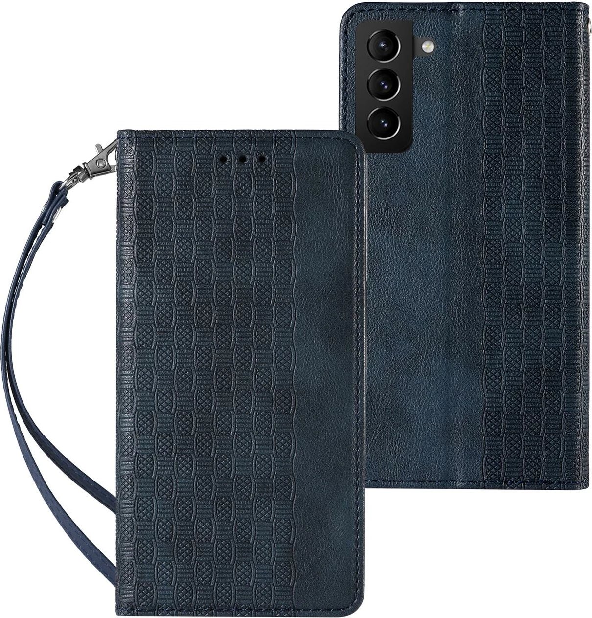 Mbështjellës Hurtel Magnet Strap Case për Samsung Galaxy S22+, me portofol dhe litar dore, Blu