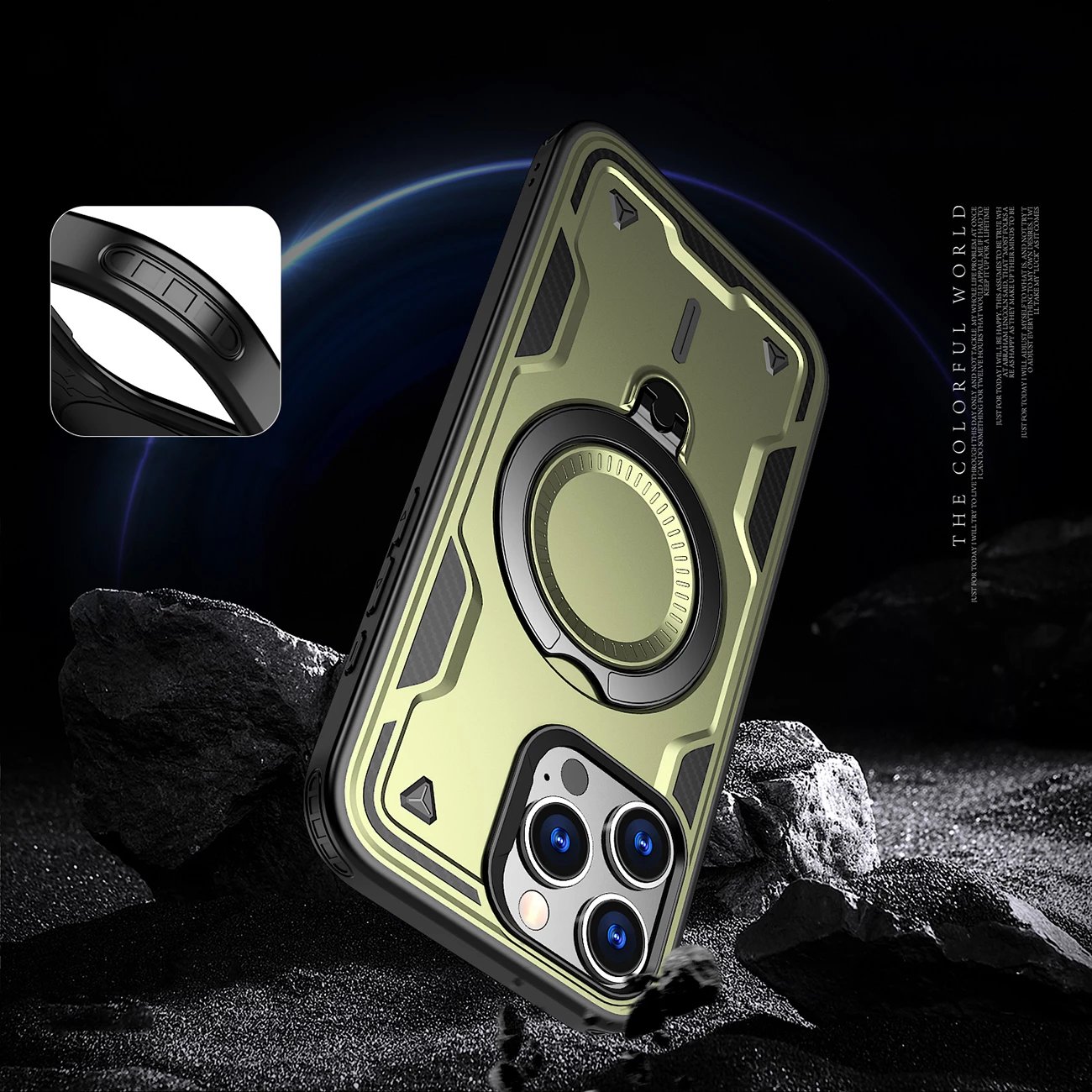 Mbështjellës Hurtel Hybrid Armor Trendy me MagSafe për iPhone 16 Pro, Jeshil