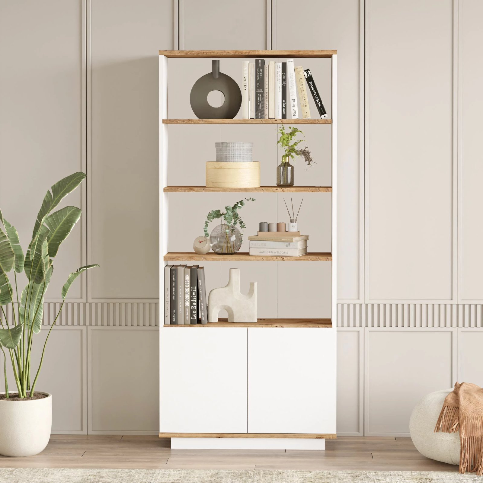 Raft librash Hanah Home, Fr16-Aw, ngjyrë pishë Atlantike dhe e bardhë