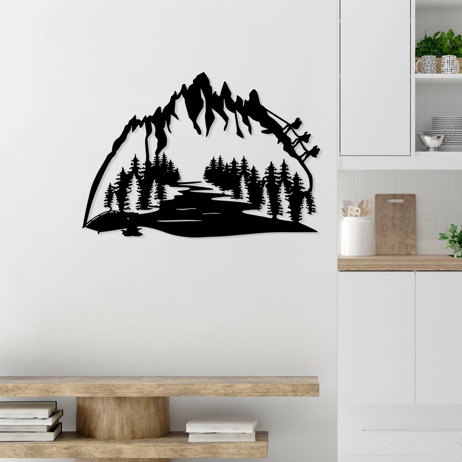 Aksesor dekorativ metalik për mur, Wallity Parkway, ngjyrë e zezë, 48x70cm