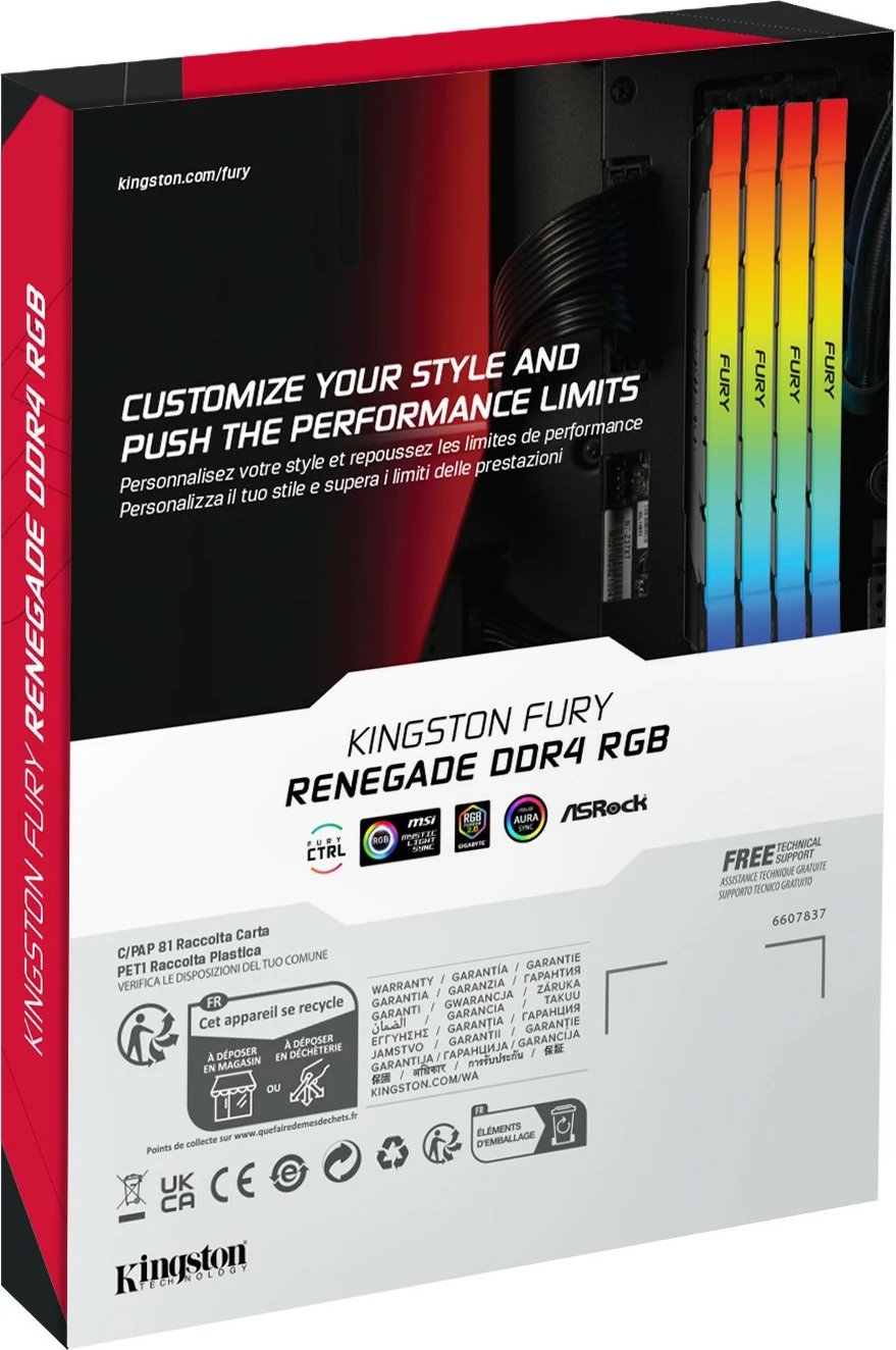 RAM Memorje Kingston FURY Renegade RGB 64GB (4x16GB) 3600MT/s DDR4 RAM Memorje Kingston FURY Renegade RGB 64GB (4x16GB) 3600MT/s DDR4