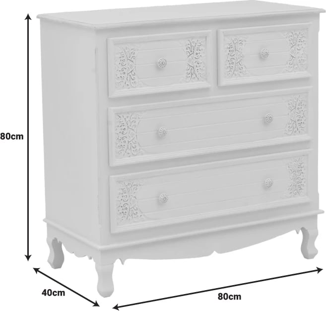 Komodë me sirtarë Pazlen ngjyrë e bardhë antike MDF 80x40x80cm