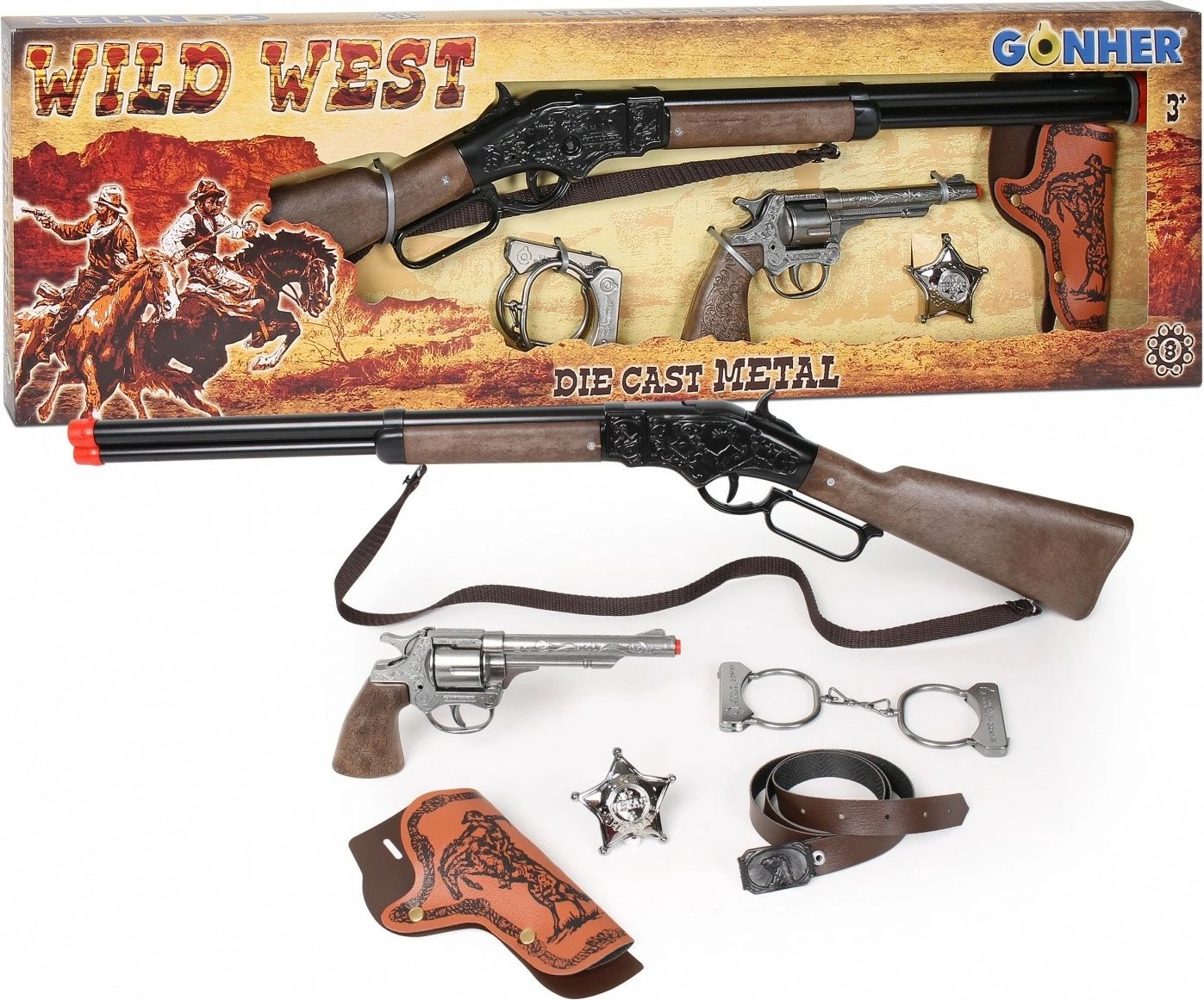 Set cowboy Pulio Gonher, metal e plastikë, për djem, Silver/Wood-like