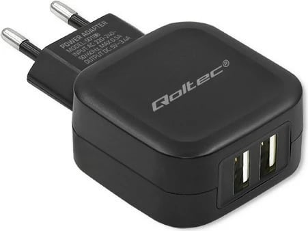 Karikues muri Qoltec 50188, 17W, 2xUSB + kabllo USB Type-C, i zi