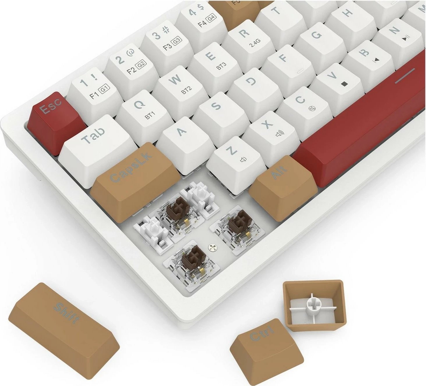 Tastierë mekanike Redragon K677WLR-RGB-PRO Rammus, RGB, kafe