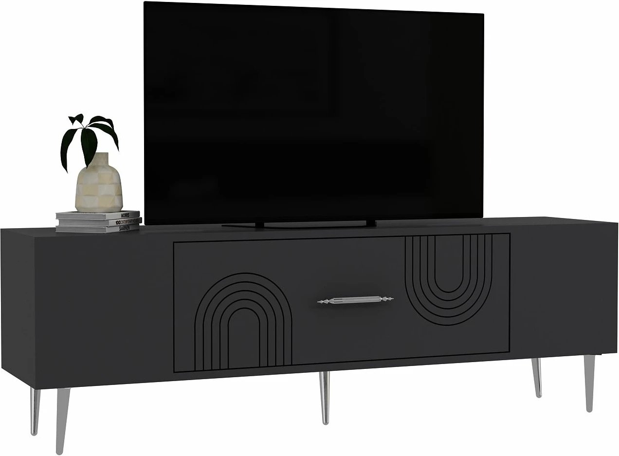 Komodë për TV, Skye Decor, Dekol2, antracit, argjend